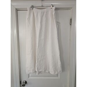 FLAX Linen White Maxi Skirt women's 1G white plus size Elastic Waist lagenlook